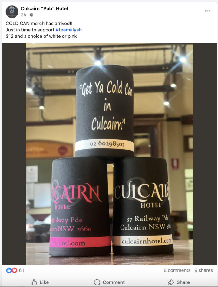 Culcairn's pub's Facebook post.